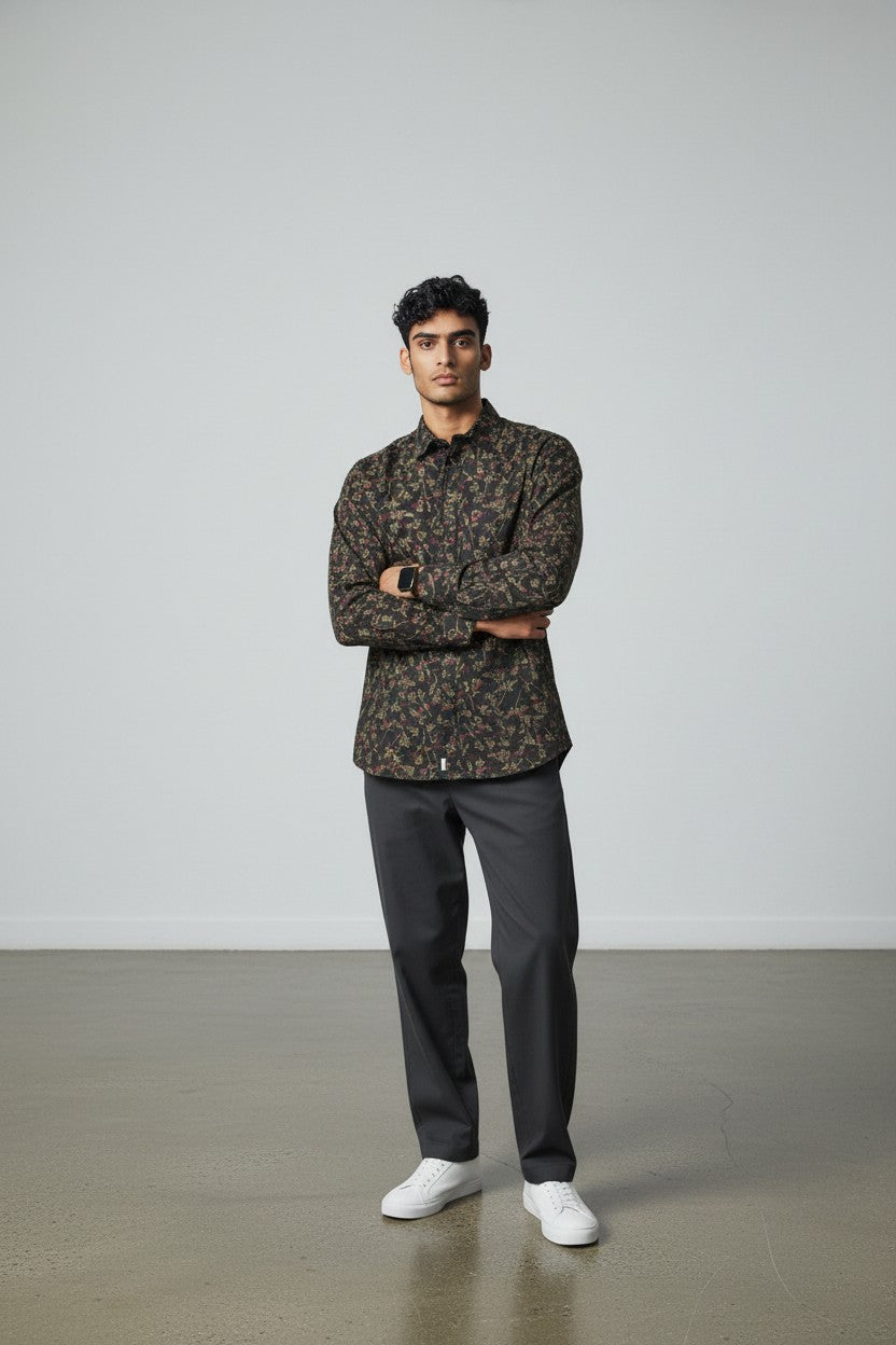 Noir Petal Accent Shirt