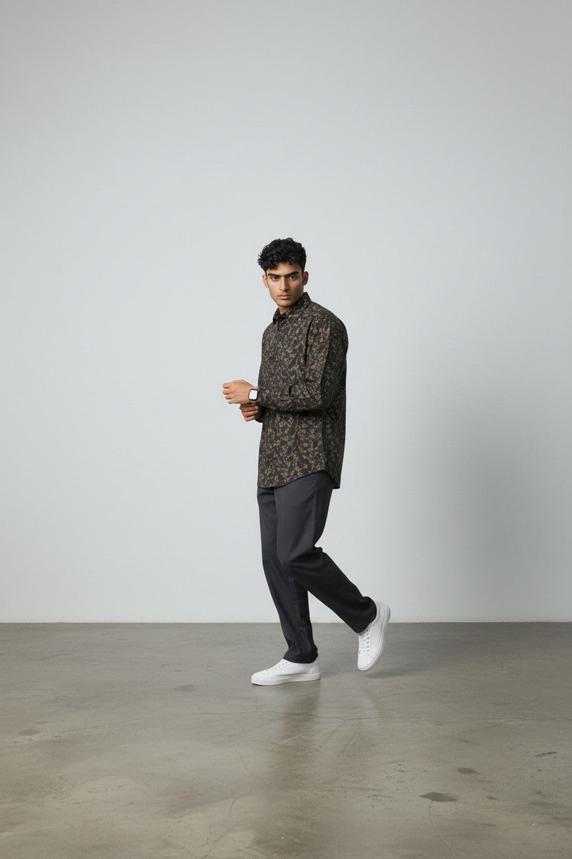 Noir Petal Accent Shirt