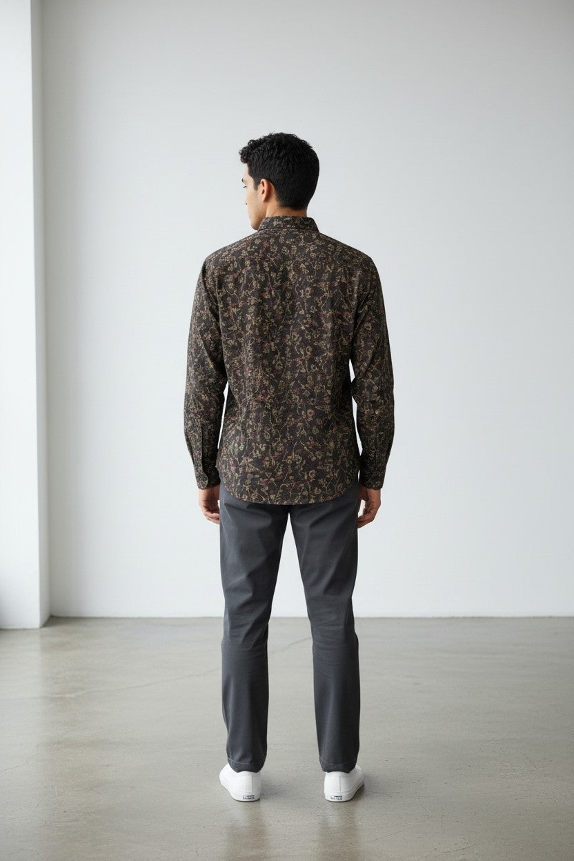 Noir Petal Accent Shirt