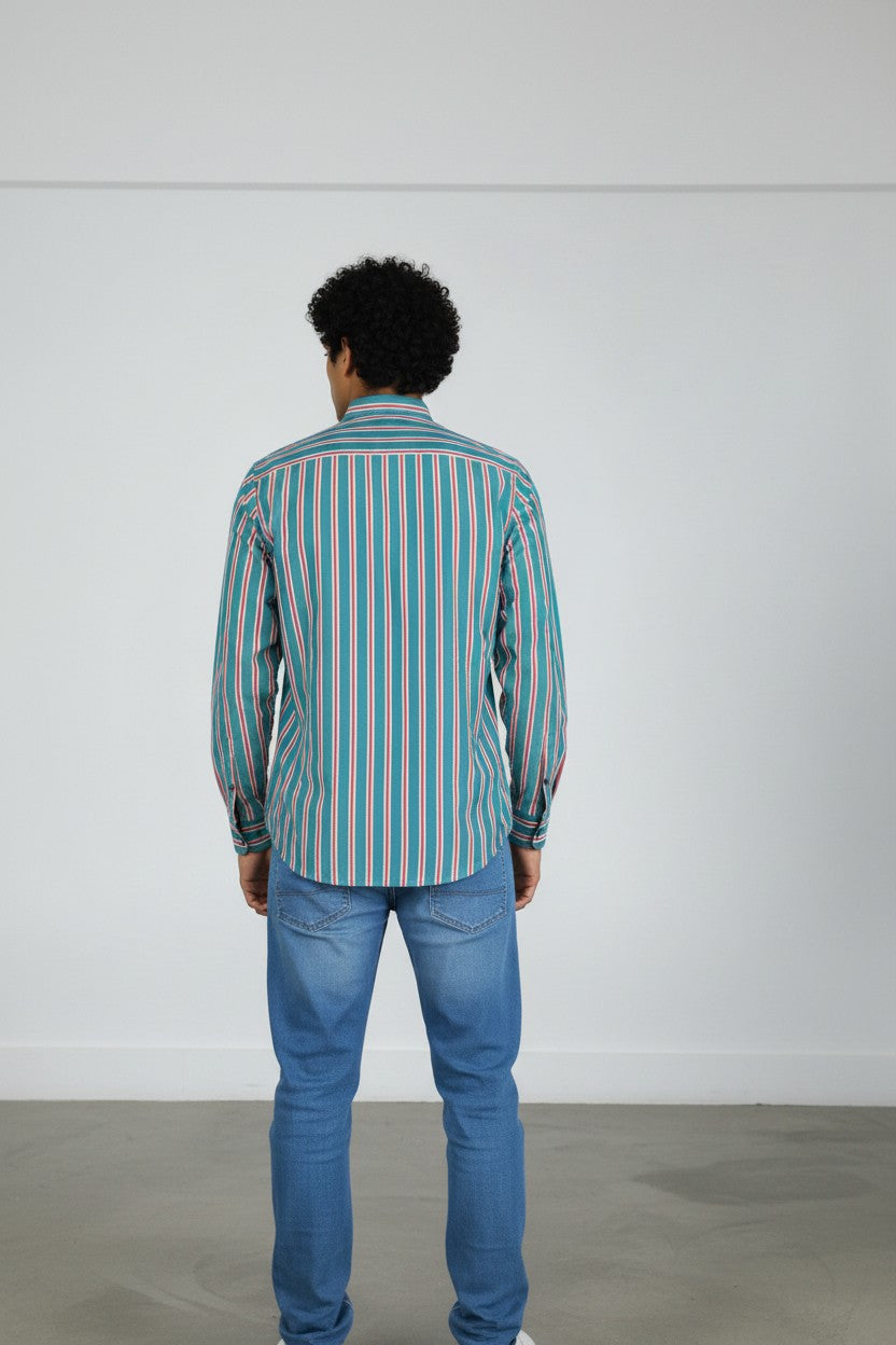 Teal Crimson Line Shirt