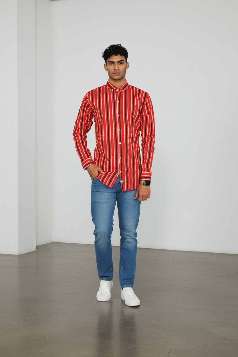 Scarlet Noir Stripe Shirt - I