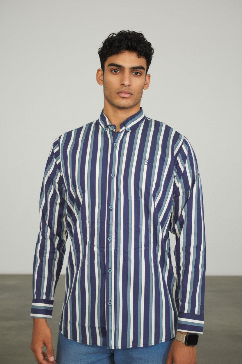 Indigo Bloom Stripe Shirt