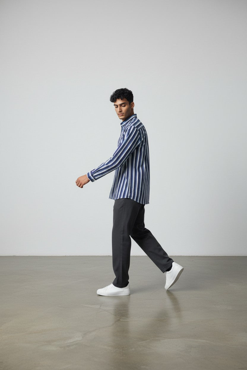 Indigo Bloom Stripe Shirt