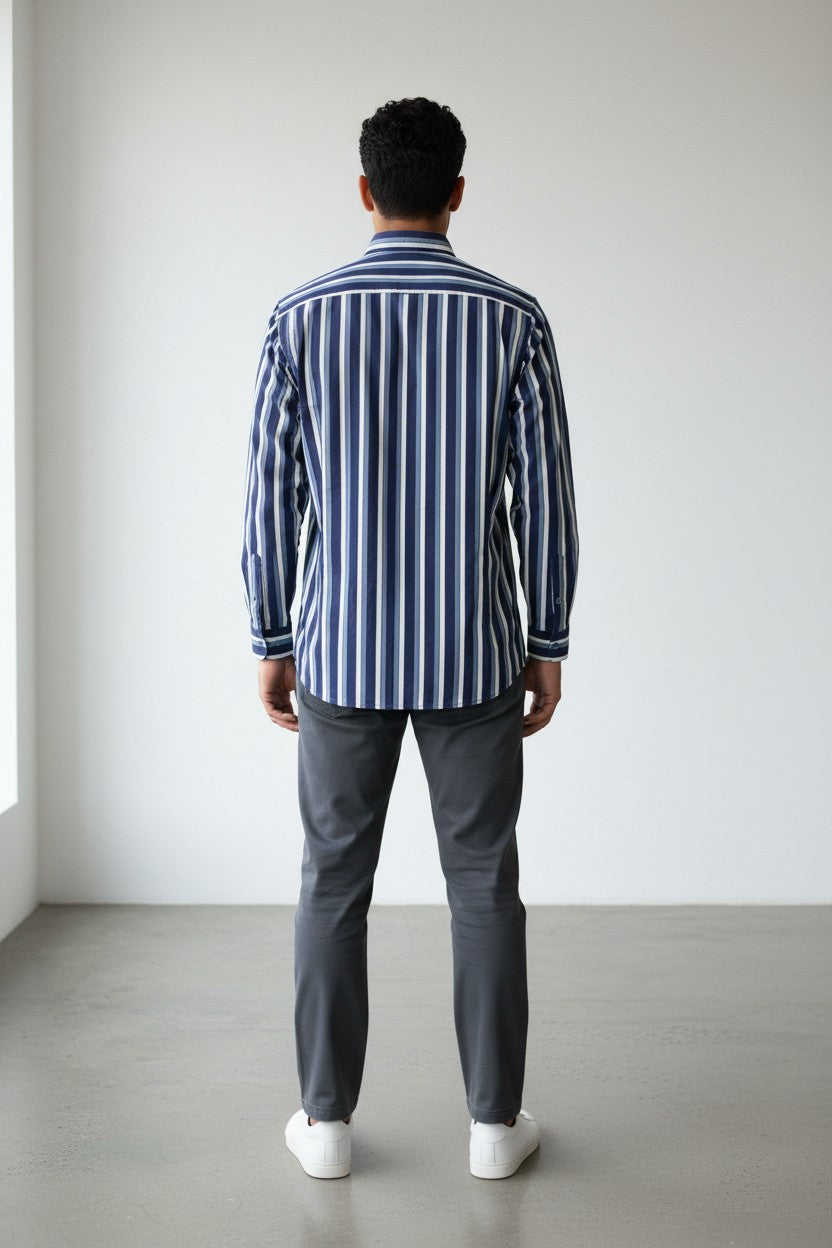 Indigo Bloom Stripe Shirt