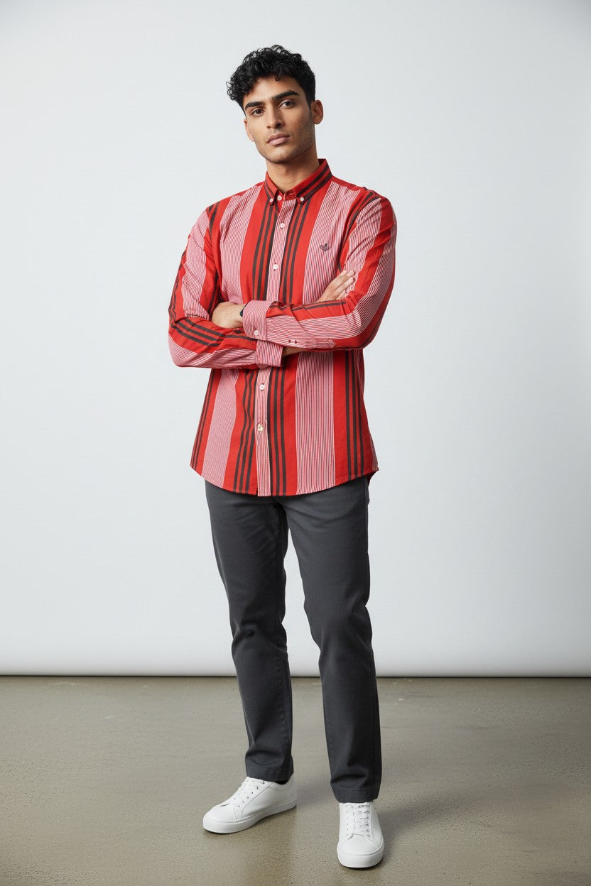 Scarlet Noir Stripe Shirt - II